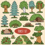 Color vector set of forest items N2