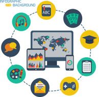 Flat computer infographic background