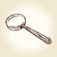Vintage ancient drawn magnifier