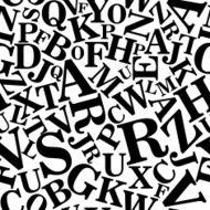 Seamless black alphabet pattern on white