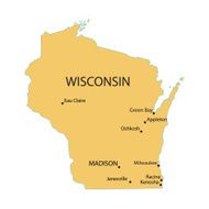 yellow map of Wisconsin