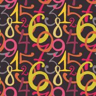 Seamless pattern with hand drawn painted numbers N4