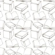 Seamless pattern with outline decorative books N2