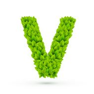 3d green leaves alphabet V