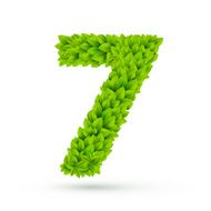 3d green leaves number 7