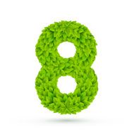 3d green leaves number 8