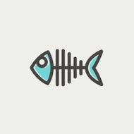 Fish skeleton thin line icon N3