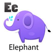 Alphabet E with elephant