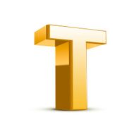 3d golden letter T