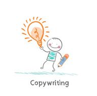 Copywriter holding a pencil and an idea