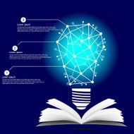 Light bulb with social media education icon on book N2