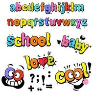 Alphabet - funny cartoon letters N2