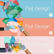 Flat design vector infographic banners with geometric infographics N141