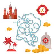 pirate treasure cute sea objects labyrinth game for Preschool Children