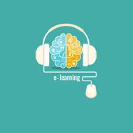 Distance online education e- learning concept Vector flat illustration