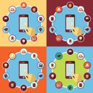Flat concept set modern design with shadow education icons N25