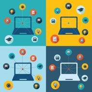 Flat concept set modern design with shadow education icons N26
