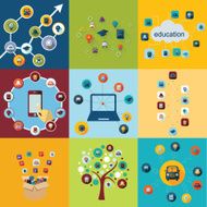 Flat concept set modern design with shadow education icons N28