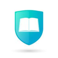 Shield icon with a book