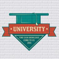 University logo or label template with background on brick wall