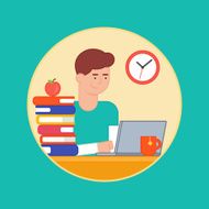 Vector illustration line style Education concept e-learning