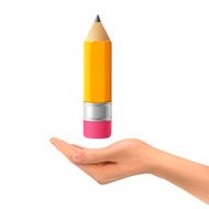 3d hand holding a lovely pencil N2