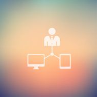 Man with monitor and tablet in flat style icon N2