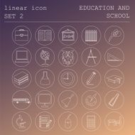 Outline icon set Education and school Flat linear design