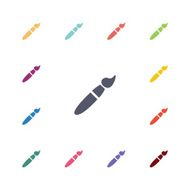 brush flat icons set