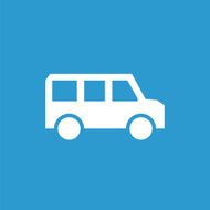 school bus icon white on the blue background