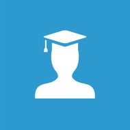 graduate student icon white on the blue background