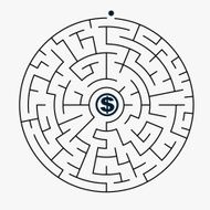 simple round maze with money icon