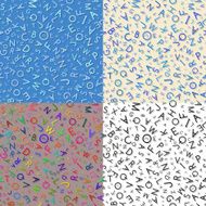 Set of seamless patterns with letters Vector illustration