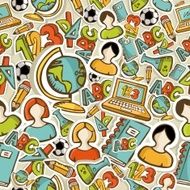 Education colorful icons back to school seamless pattern background illustration