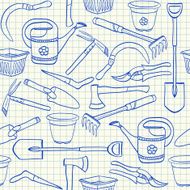 Gardening tools seamless pattern N2