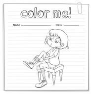 Coloring worksheet with a girl