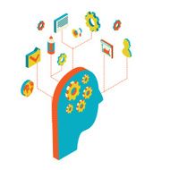 isometric style vector illustration brainstorming process concept N3