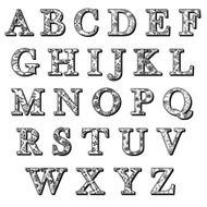 Alphabet with letters patterned in antique style