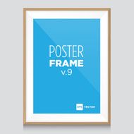 Poster mockup template with wood frame