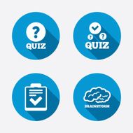 Quiz icons Checklist and human brain symbols N15