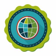 globe icon flat icon with long shadow N32