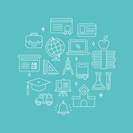 School line icon circle set N5