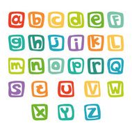 Funny english alphabet hand drawn alphabet in colorful squares