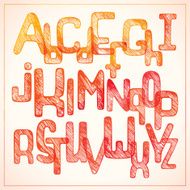Hand writing red alphabet N2