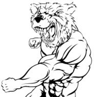 Tough bear mascot attacking