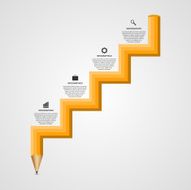 Education pencil option Infographics in the form of steps staircase