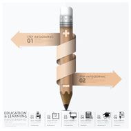 Education And Learning Step Infographic With Spiral Arrow Pencil