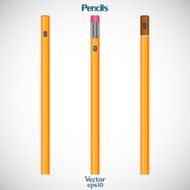 Set various blank wooden detailed of realistic pencils isolated