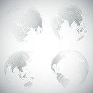 Set of dotted world globes light design vector illustration