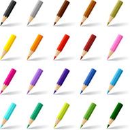 Collection of colored pencils on white background N3